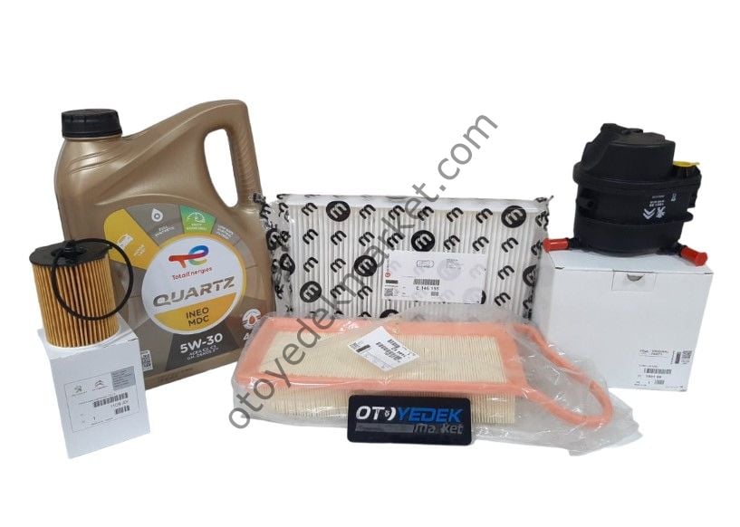 Citroen C2 (2003-2008) 1.4 Hdi Filtre Seti (Orijinal) + 5W 30 Motor Yağı