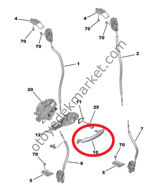 Opel Vivaro (2021-2024) Sol Bagaj Kapağı Açma Kolu (Orjinal)