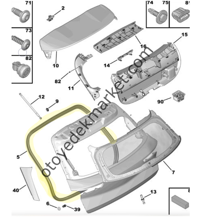 Opel Mokka (2021-2024) Arka Bagaj Kapağı Fitili (Orijinal)