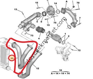 Peugeot 408 (2023-2024) 1.2 Turbo Benzinli İntercooler Üst Hortumu (Orijinal)