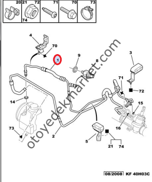 PEUGEOT 206 BENZİNLİ DİREKSİYON BORUSU ÜST (ORJİNAL)
