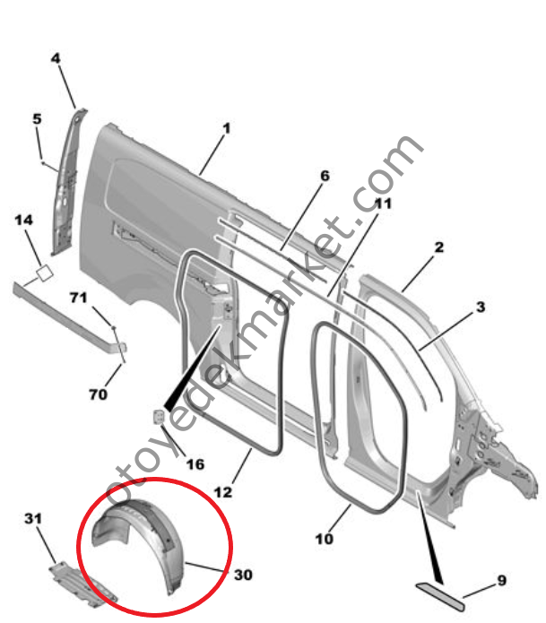 Opel Vivaro (2021-2024) Sağ Arka Çamurluk Davlumbazı (Orijinal)