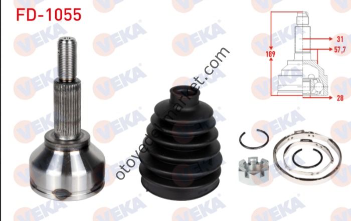 FORD TRANSİT CUSTOM (2012-2017) AKS KAFASI SAĞ KISA ŞASE 31X28X57.70 (VEKA)