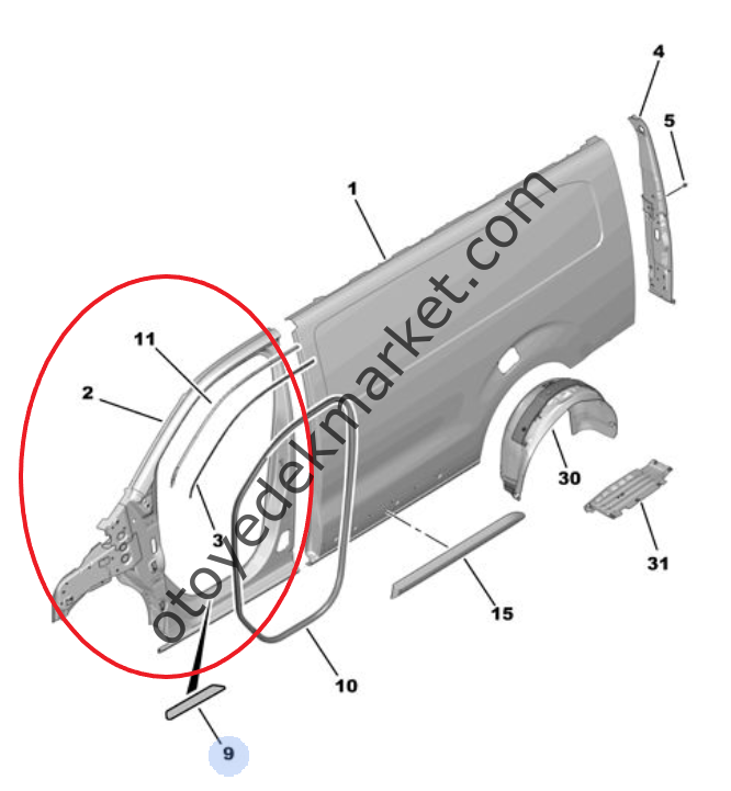 Opel Vivaro (2021-2024) Sol Ön Kabin Çerçevesi (Orijinal)