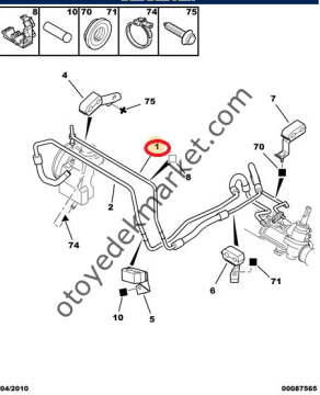 PEUGEOT 206 1,4 HDI DİREKSİYON BORUSU ÜST (ORJİNAL)