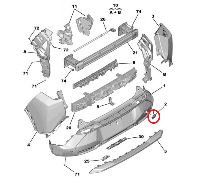 Peugeot 3008 (2024-2025) Arka Tampon Çeki Demiri Kapağı (Orijinal)