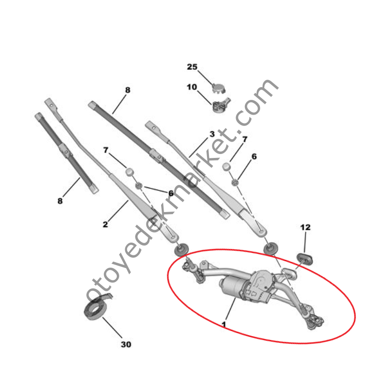 Citroen Crossland (2020-2024) Ön Cam Silecek Kolu Motorlu Mekanizması (Orjinal)