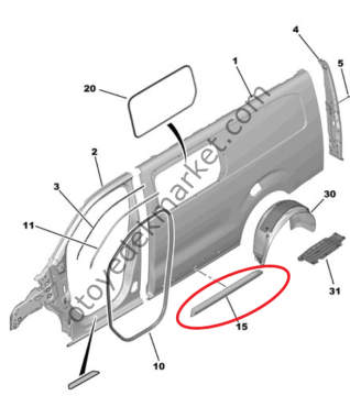Opel Vivaro (2021-2024) Sol Yan Panel Çıtası (Orijinal)