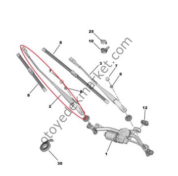 Citroen Crossland (2020-2024) Ön Cam Sağ Silecek Kolu (Orjinal)