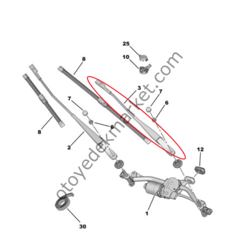 Citroen Crossland (2020-2024) Ön Cam Sol Silecek Kolu (Orjinal)