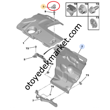 Citroen Cactus (2014-2017) 1.6 Hdi Motor Üst Plastik Kapağı Bağlantı Aparatı (İthal)