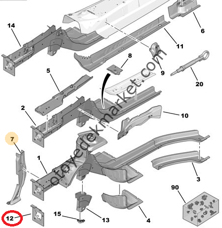 PEUGEOT 301 SAĞ ŞASE UCU DARBE EMİCİ (ORJİNAL)