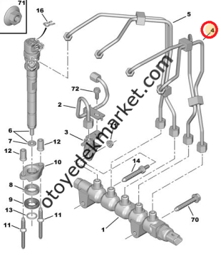 Citroen C4 (2004-2012) 1,6 Hdi 1-2 Enjektör Boru Takımı (Orijinal)