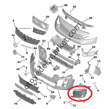 Peugeot Expert (2017-2024) Ön Tampon Sol Sis Kapak Çerçevesi (Orijinal)