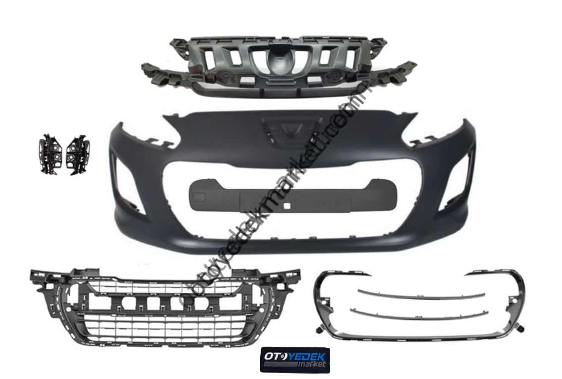 PEUGEOT 308 (2012-2014) Makyajlı (Oval panjurlu +çıtalı) Dolu Ön Tampon (Phira-İthal)