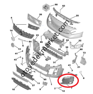 Opel Vivaro (2021-2024) Ön Tampon Sağ Sis Kapak Çerçevesi (Orijinal)