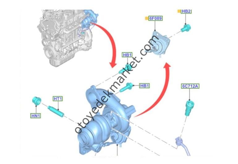 Ford Fiesta (2012-2017) Turbo Sarj Konum Sensörü 1.4 1.5 1.6 (Wastegate)