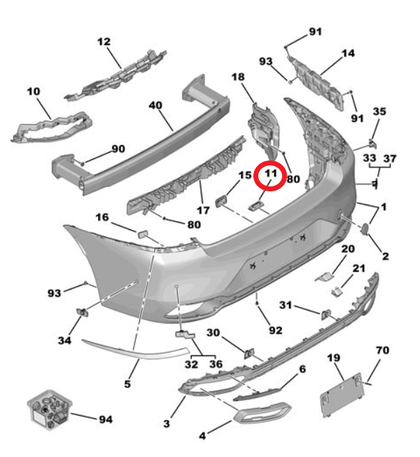 DS9 (2020-2025) Arka Tampon Aralığı Sol Desteği (Orijinal)