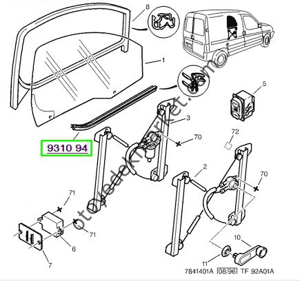 PEUGEOT PARTNER (1998-2002) SOL ÖN KAPI CAMI İÇ FİTİLİ (ORİJİNAL)
