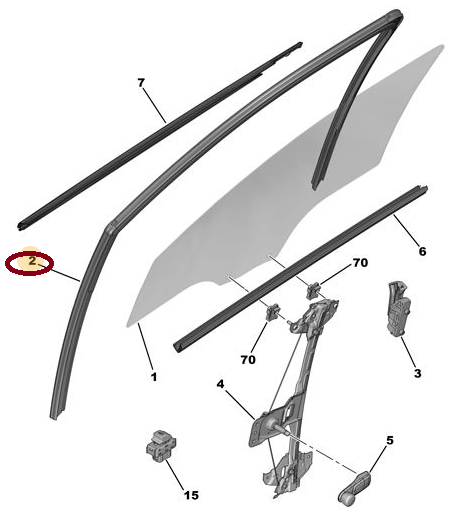 Citroen C-elysee (2012-2022)  SOL ÖN CAM ÇEVRE FİTİLİ (İTHAL)