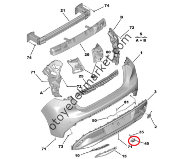 Peugeot 308 (2022-2023) Arka Kamera Giydirme Plastiği (Orijinal)