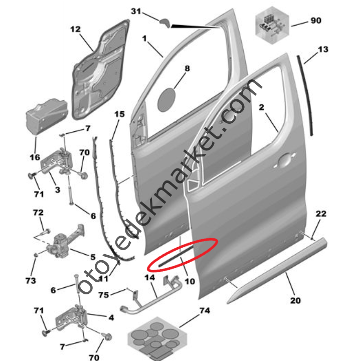 Opel Vivaro (2021-2024) Sağ Ön Kapı Lastiği (Orijinal)(