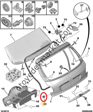 Peugeot 206 Bagaj Kapak Ayar Takozu (Orijinal)