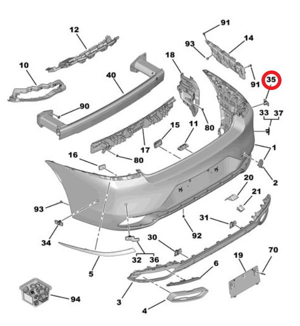 DS9 (2020-2025) Arka Tampon Sağ Park Sensörü Braketi (Orijinal)