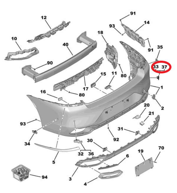 DS9 (2020-2025) Arka Tampon Sağ Park Sensörü Braketi (Orijinal)