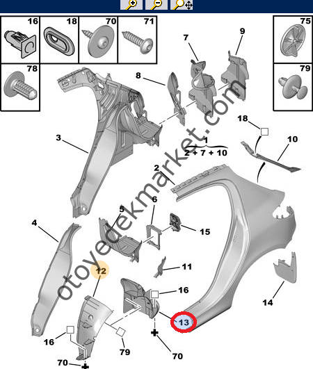 PEUGEOT 206 ARKA SOL ÇAMURLUK DAVLUMBAZI (ARKA) (ORJINAL)