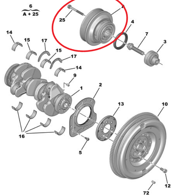 Peugeot 2008 (2020-2026) 1.2 Hybrid Motor Krank Mili Kasnak Kiti (Orijinal)