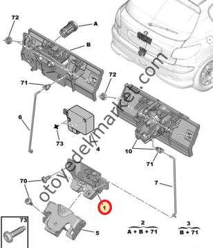 Peugeot 206 (1999-2012) Bagaj Kilidi (Orijinal)