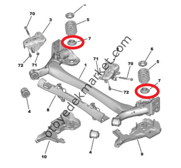 Peugeot 208 (2020-2023) Arka Helezon Yayı Alt Takozu (Orijinal)