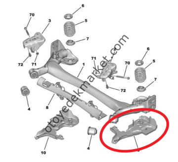 Peugeot 208 (2020-2023) Arka Torsiyon Travers Koruma Bakalit Plastiği, Sol Taraf (Orijinal)