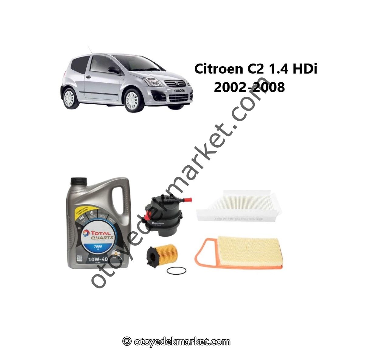 Citroen C2 (2003-2009) 1.4 Hdi Periyodik Bakım Seti ve Total Yağ (İthal)