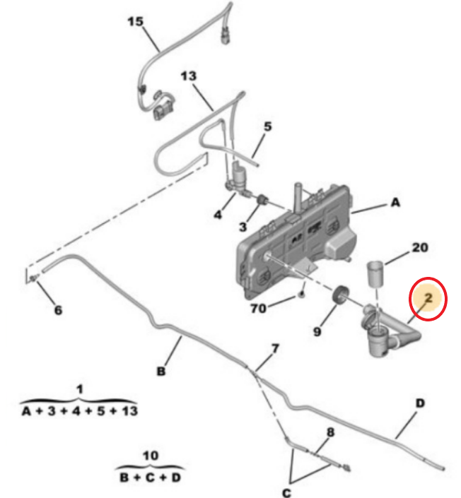 Peugeot Rifter (2019-2026)Cam Silecek Su Depo Borusu (Orijinal)