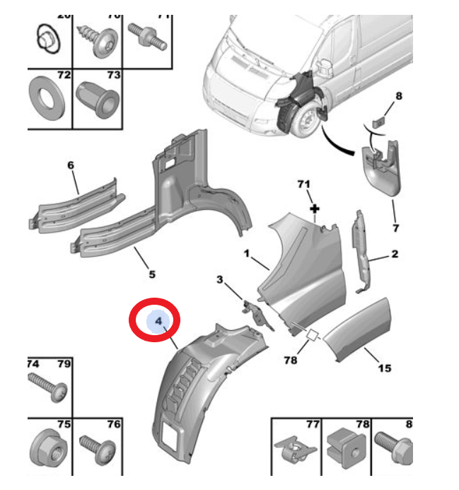 Peugeot Boxer (2024-2025) Sol Ön Çamurluk Ön Davlumbazı (Orijinal)