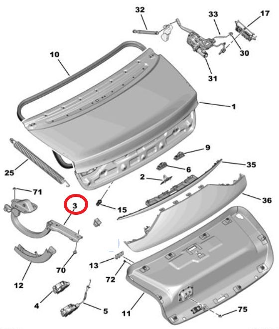 DS9 (2020-2025 Bagaj Kapağı Sağ Mafsalı (Orijinal)