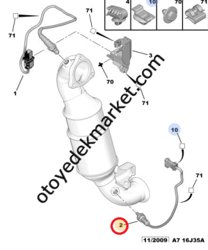 Citroen C3 (2010-2013) 1.4 ve 1.6 Benzinli Alt Oksijen Sensörü (Bosch)