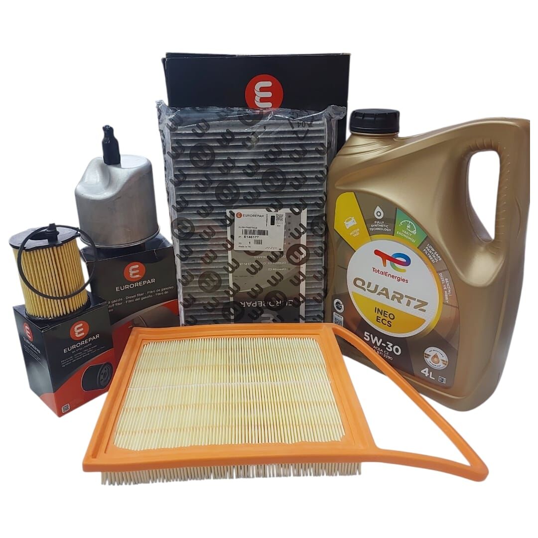 Peugeot 308 (2011-2015) 1.6 Dizel Filtre Bakım Seti (Orijinal Eurorepar)+ 5w30 Motor Yağ