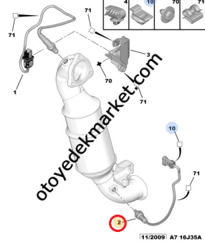 Citroen C3 (2010-2013) 1.4 ve 1.6 Benzinli Alt Oksijen Sensörü (İthal)