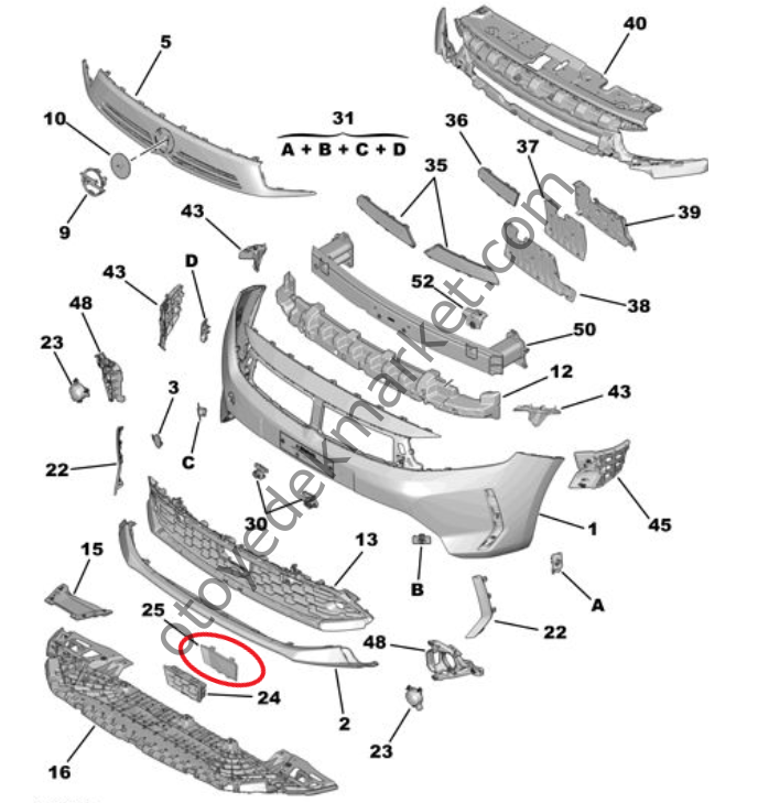 Opel Corsa (2024-2025) Ön Tampon Radar Kapağı (Orijinal)