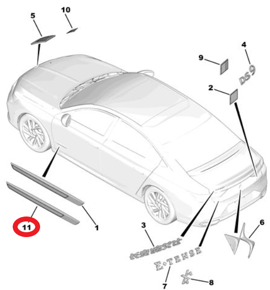 DS9 (2020-2025) Sol Ön Kapı Çıtası (Orijinal)