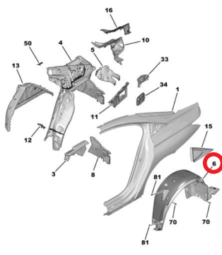 DS9 (2020-2025) Sağ Arka Çamurluk Davlumbazı (Orijinal)