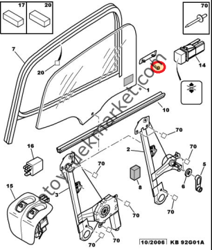 Peugeot 206 Arka Cam Dış Fitil Ucu Sağ (Orijinal)