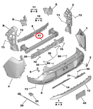 Peugeot 5008 (2024-2026) Arka Tampon Demiri (Orijinal)