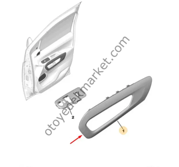 Peugeot Rifter (2019-2024) Sol Ön Kapı İç Çekme Kolu Çerçevesi (Çıtası) (Orijinal)