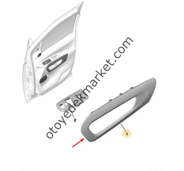 Peugeot Partner (2019-2024) Sol Ön Kapı İç Çekme Kolu Çerçevesi (Çıtası) (Orijinal)