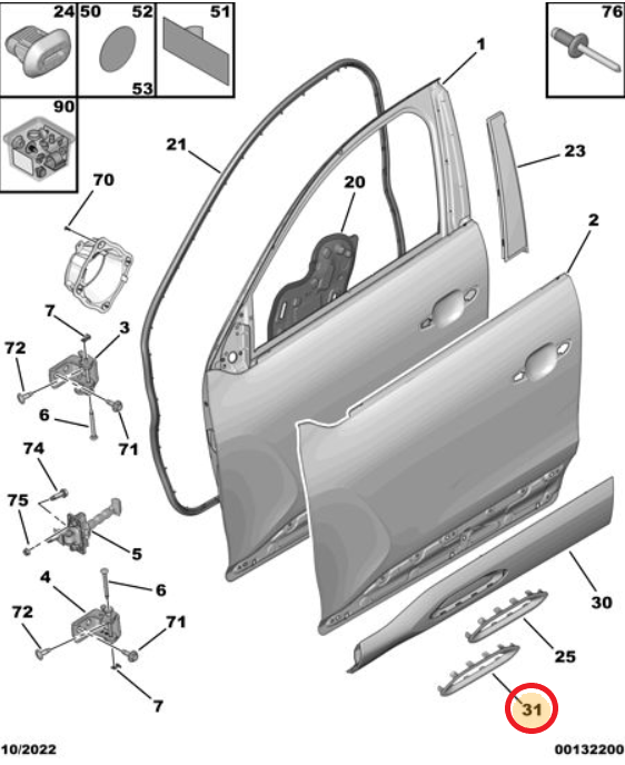 Citroen C4 X (2021-2025) Kapı Koruyucu Plastiği (Orijinal)