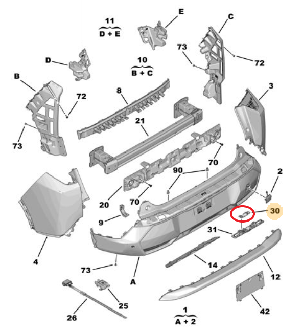 Peugeot 5008 (2024-2025) Arka Tampon Kamera Desteği (Orijinal)